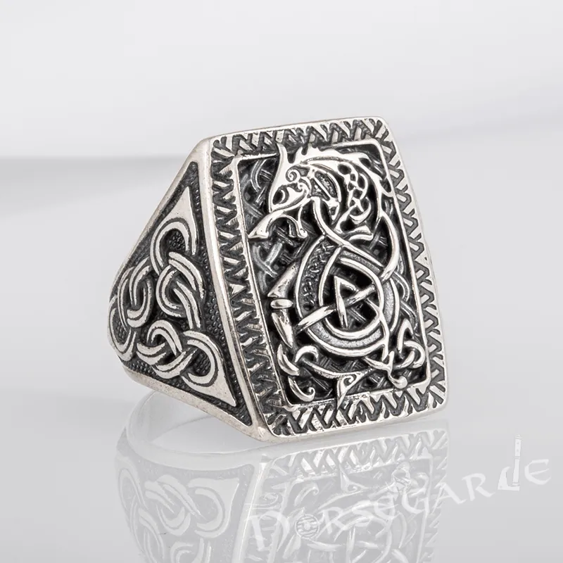 Handcrafted Fenrir Signet Ring - Sterling Silver