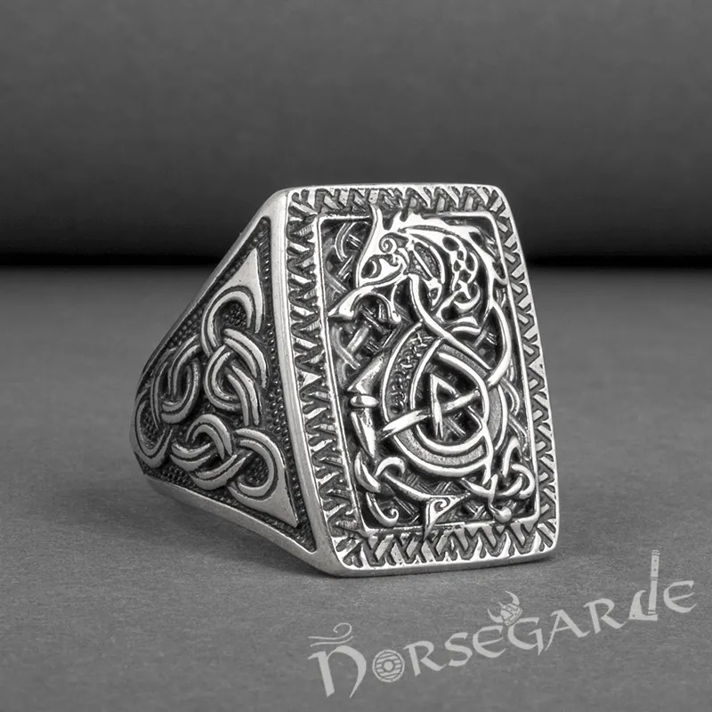 Handcrafted Fenrir Signet Ring - Sterling Silver