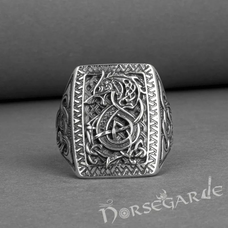 Handcrafted Fenrir Signet Ring - Sterling Silver