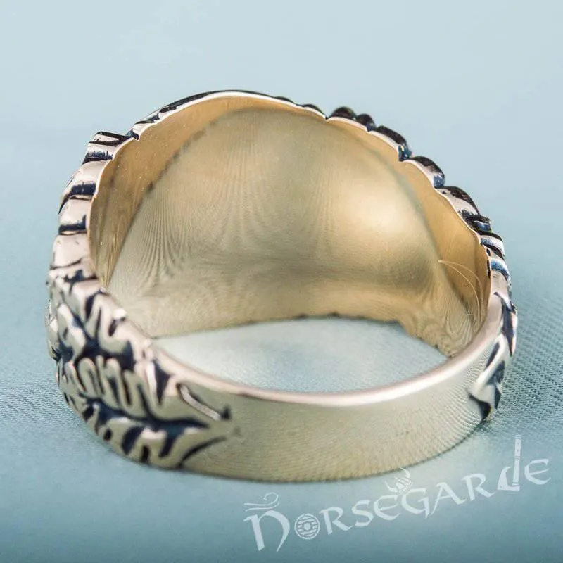 Handcrafted Jormungandr Oak Leaves Ring - Bronze