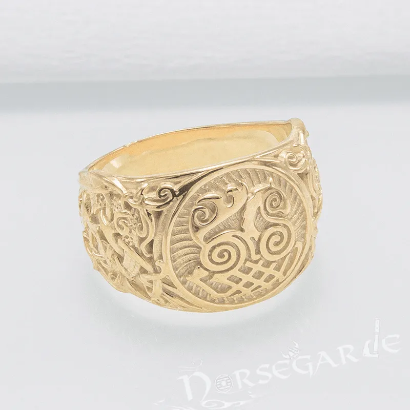 Handcrafted Sleipnir Mammen Style Ring - Gold