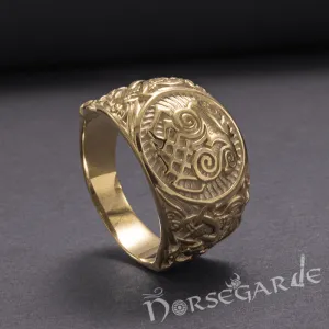 Handcrafted Sleipnir Mammen Style Ring - Gold