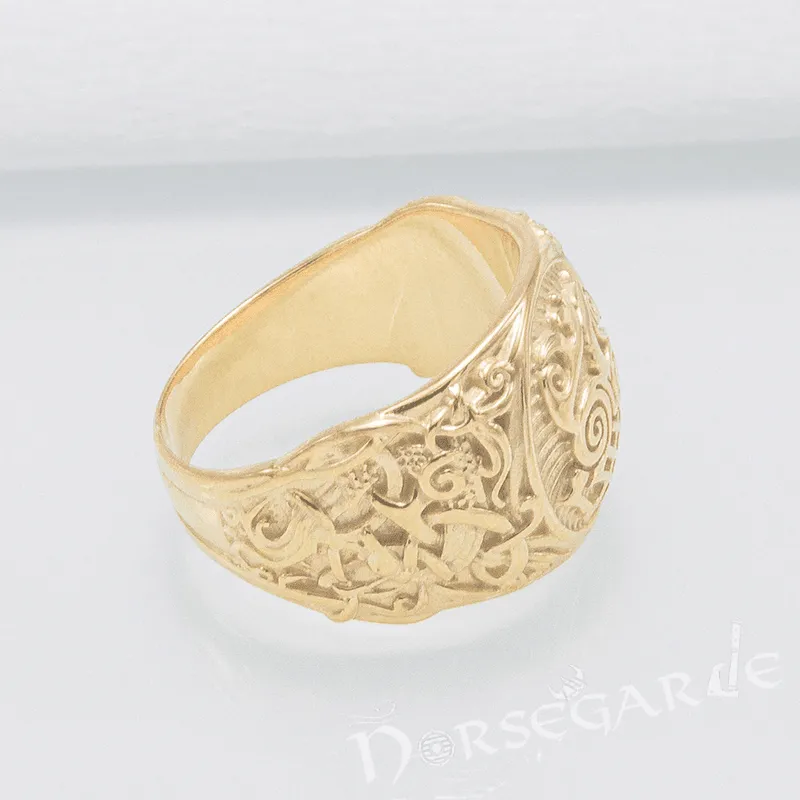 Handcrafted Sleipnir Mammen Style Ring - Gold