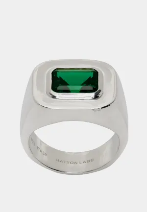 Hatton Labs Emerald Cut Signet Ring Silver Green