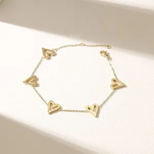 Heart Bracelet Yellow Gold Finish