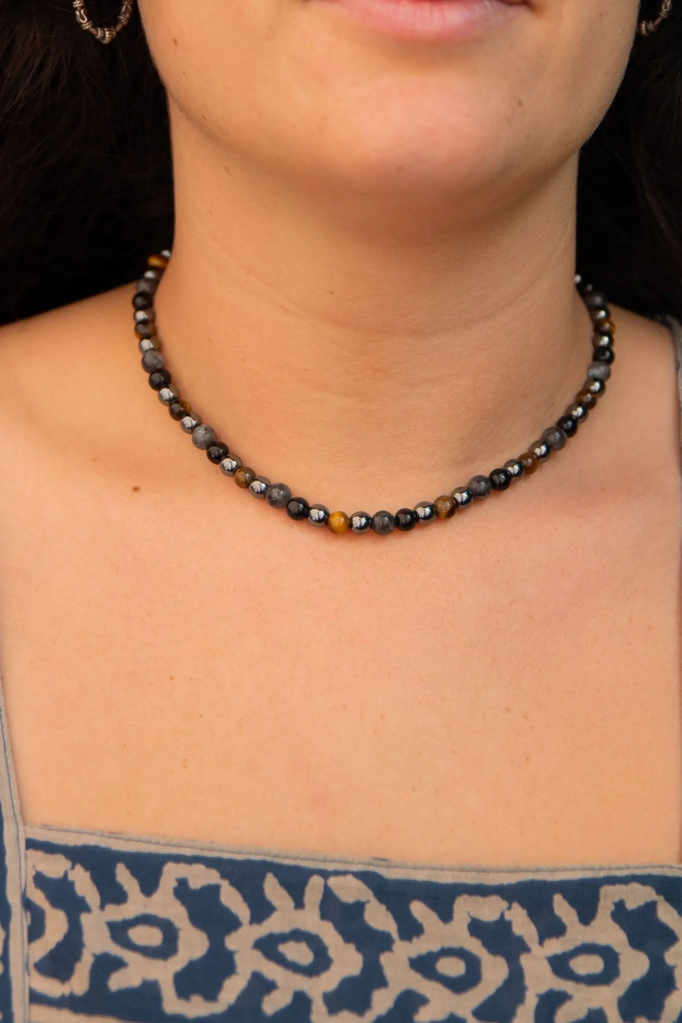 Hematite and Black Onyx Beaded Necklace