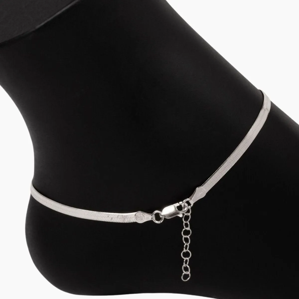 Hera 4mm Herringbone Anklet (Silver)