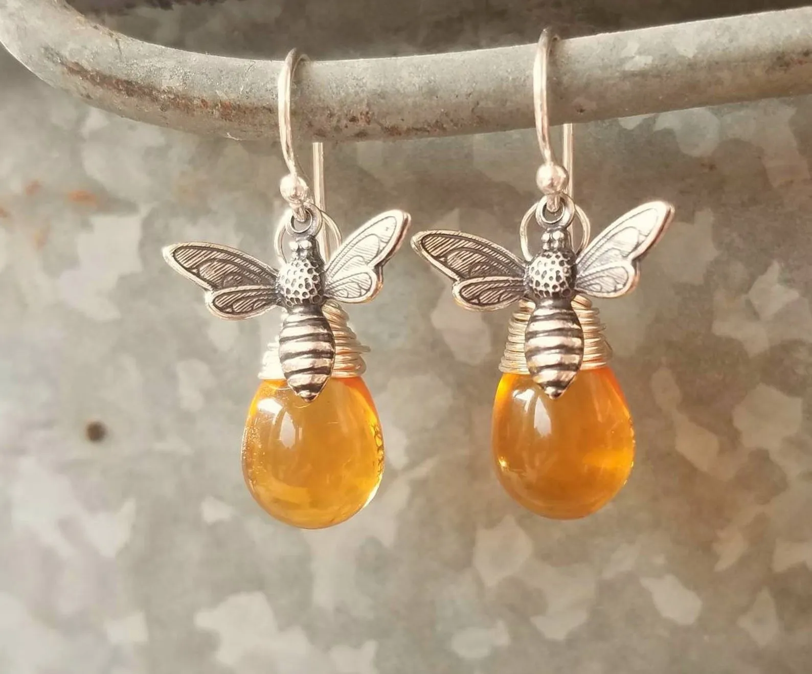 Honey Bee Dangle Earrings