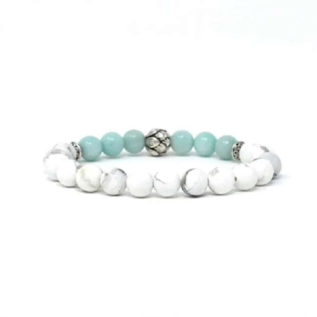 Howlite Amazonite Lotus Bracelet