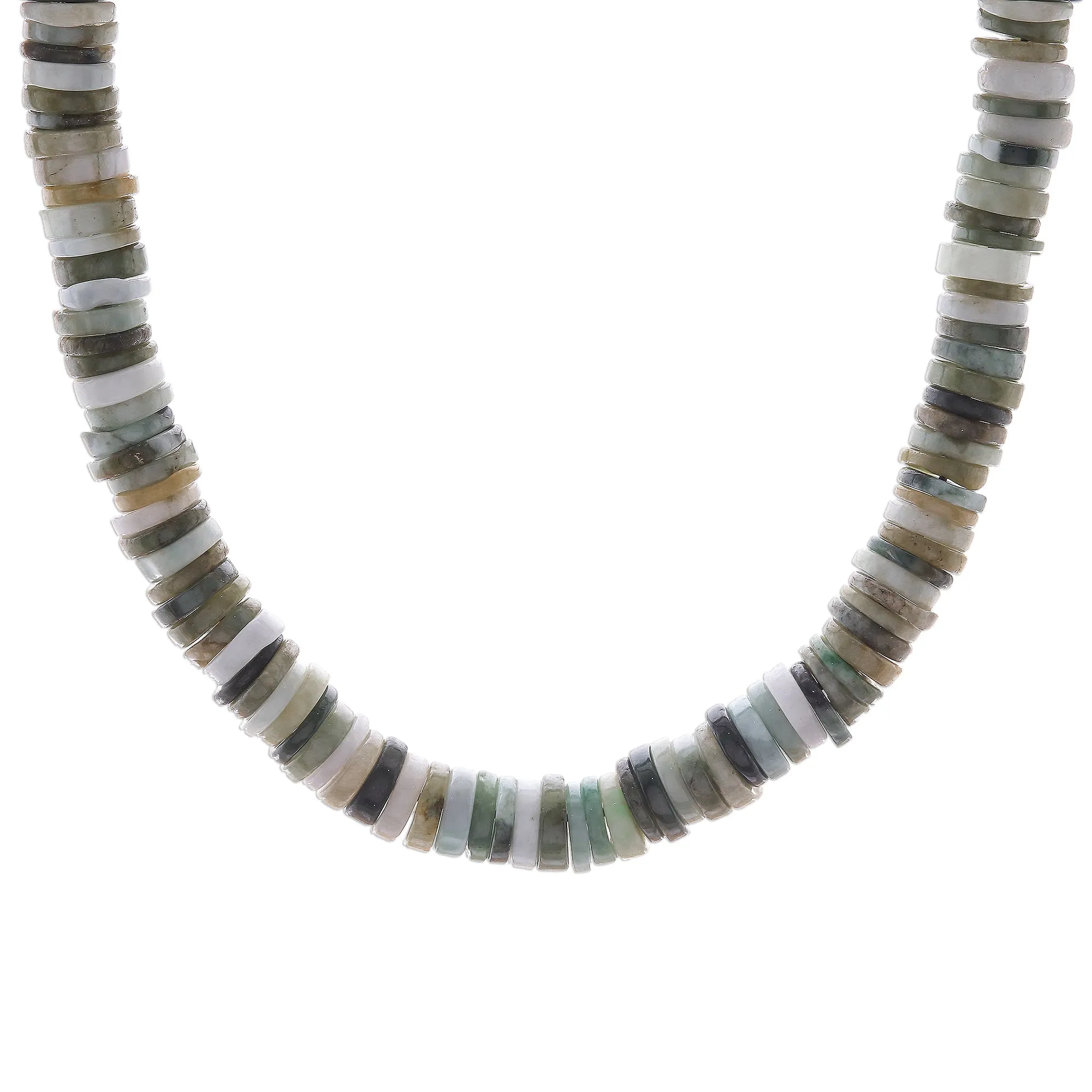 Jade Beaded Necklace in Green from Thailand - Elegant Stones in Green | NOVICA