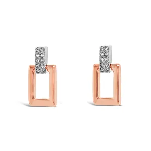 Kendra Rose Gold Rectangular Diamante Earrings