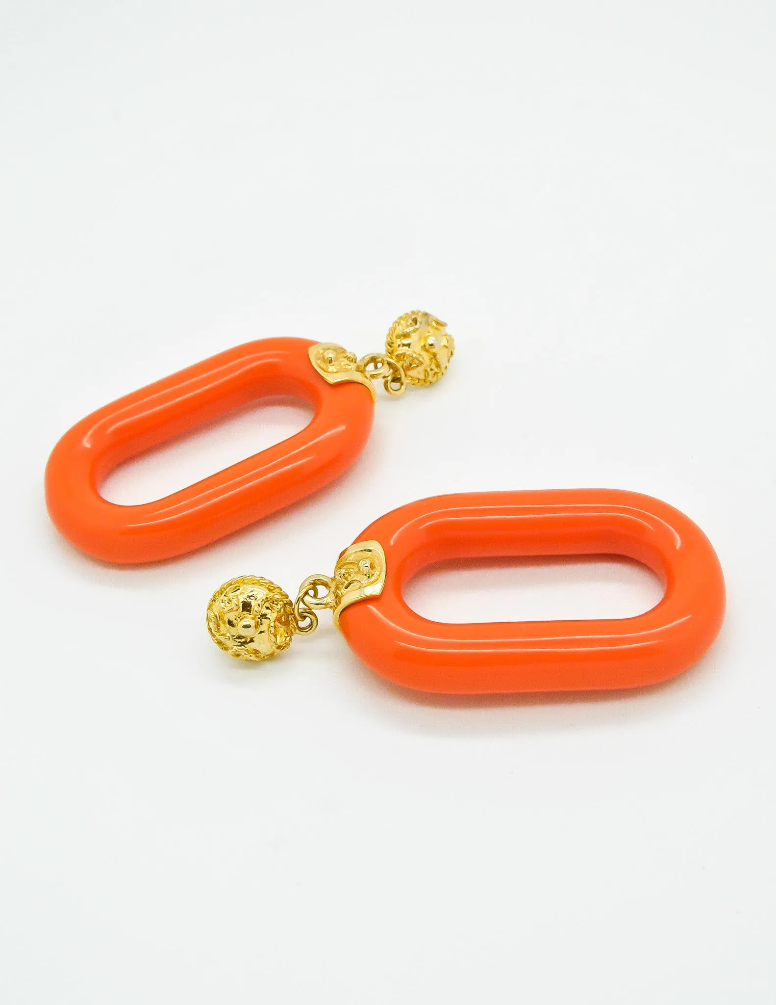 Kenneth Jay Lane Vintage Orange Bracelet and Earring Set