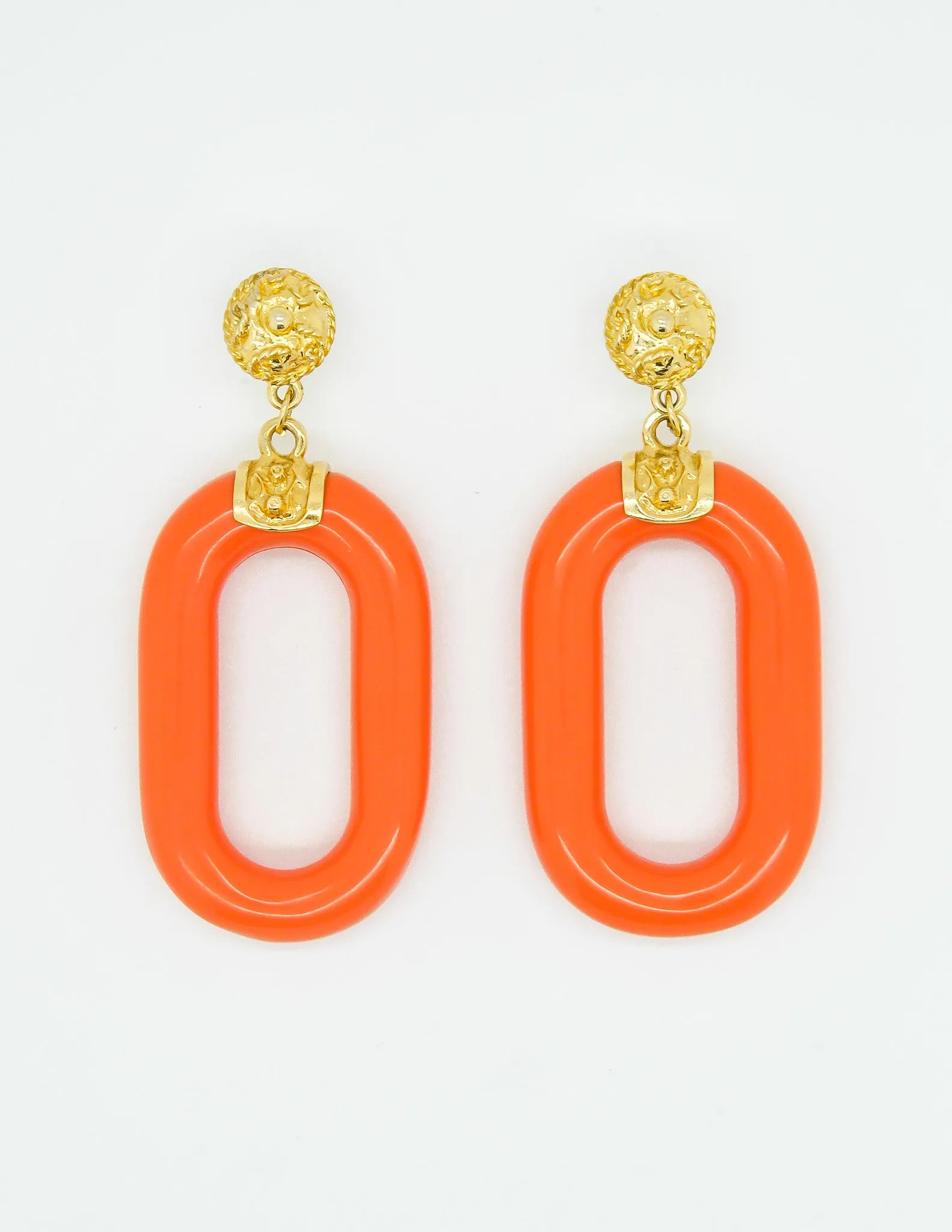 Kenneth Jay Lane Vintage Orange Bracelet and Earring Set