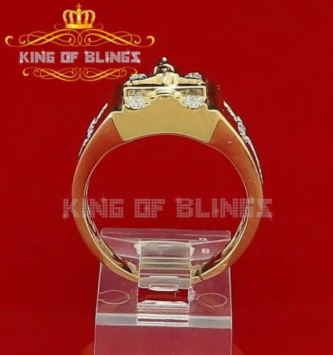 King Of Bling's Jesus Design Yellow Cubic Zirconia 0.45ct Men's Adjustable Ring From SZ 9 to 11