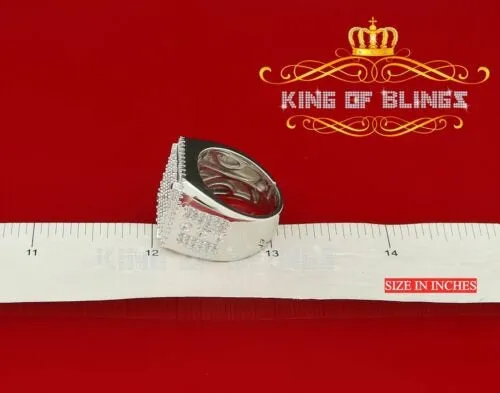 King Of Bling'sWhite Silver 4.90ct Cubic Zirconia Square Men's Adjustable Ring SZ From 9 to 11