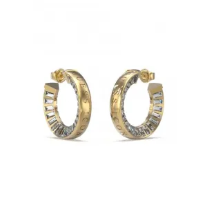 Ladies Guess Icon Gold Crystal Hoop Earrings UBE03008YG