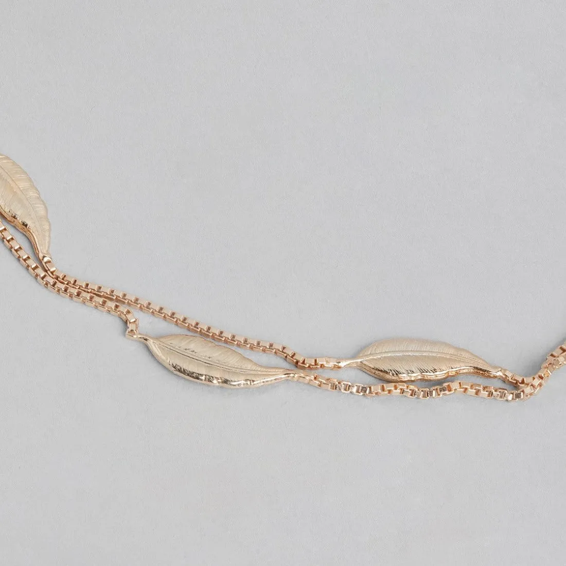 Leafy Foliage Rose Gold-Plated 925 Sterling Silver Bracelet