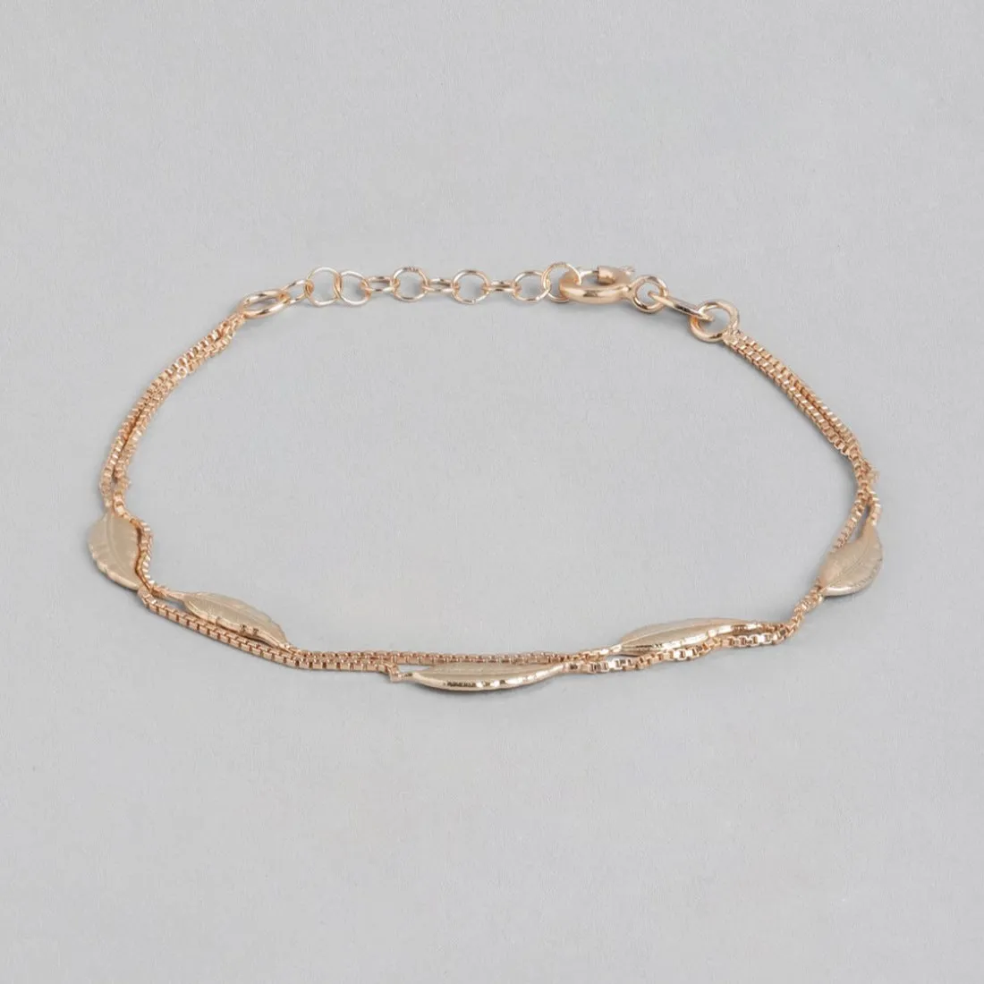 Leafy Foliage Rose Gold-Plated 925 Sterling Silver Bracelet