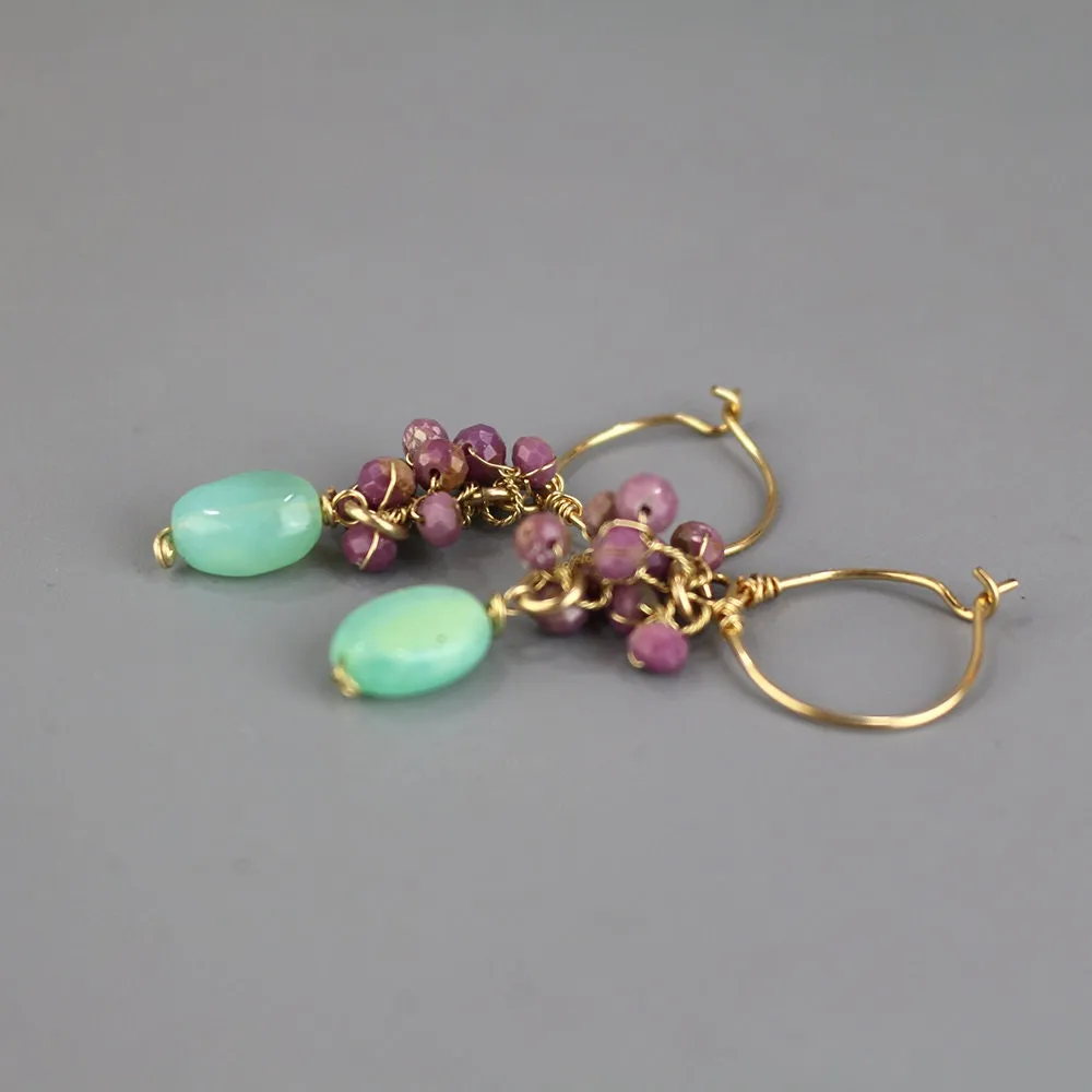 Lepidolite Peruvian Opal Hoop Earrings