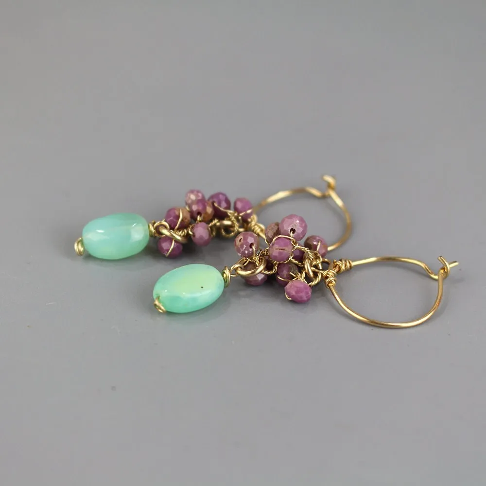 Lepidolite Peruvian Opal Hoop Earrings