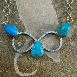 Lone Mountain Turquoise Sterling Silver Necklace w/ Chain by Billy Jaramillo