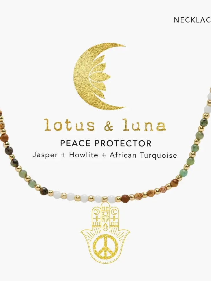 Lotus & Luna Peace Protector 2mm Beaded Healing Necklace