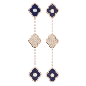 LUCE COLOUR - EARRINGS PENDANT ROSE GOLD PAVE LAPIS LAZULI & 4 DIAMONDS S