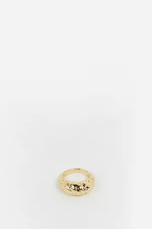 LUV AJ MOLTEN SIGNET GOLD RING