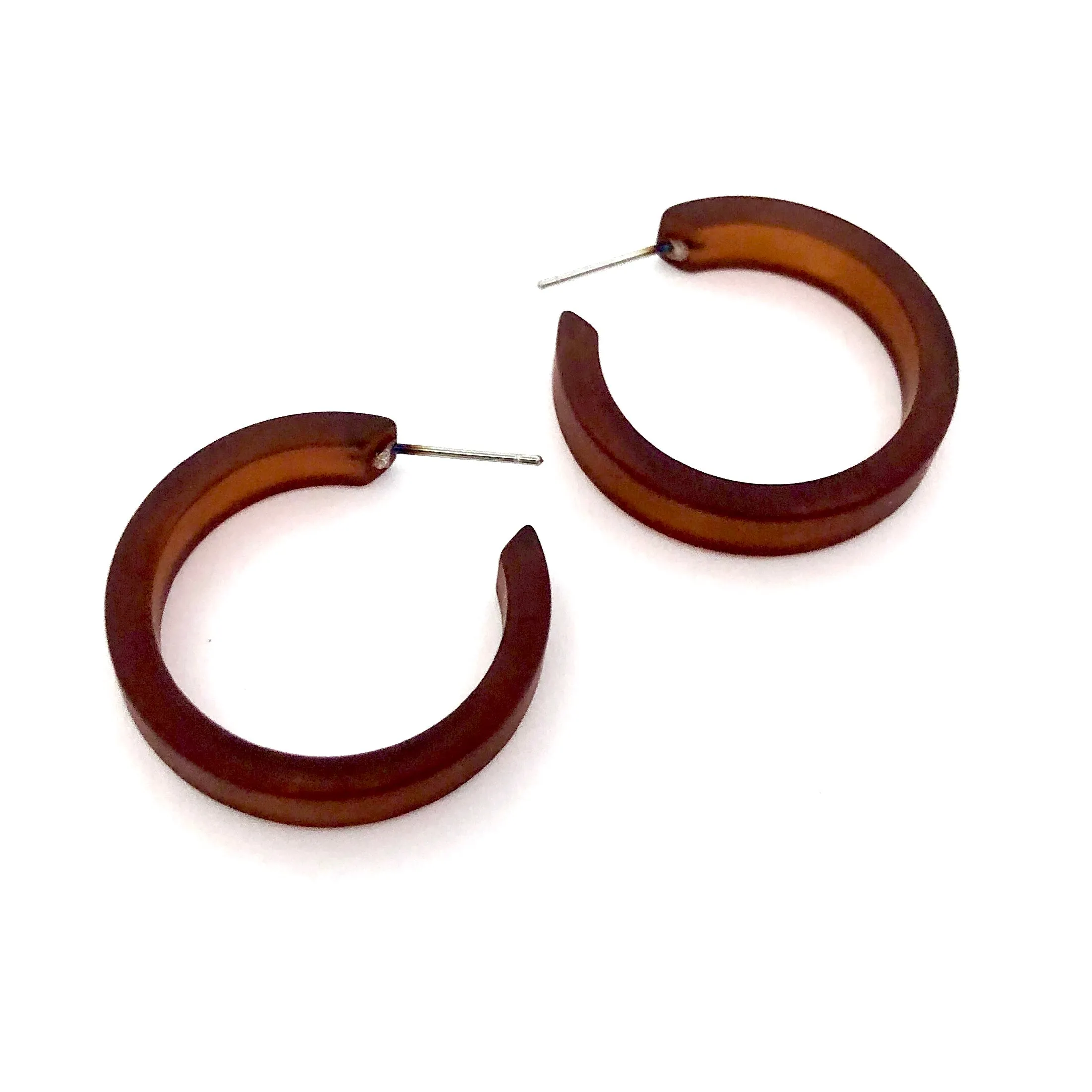 Mahogany Brown Frosted Small Classic Hoop Earrings