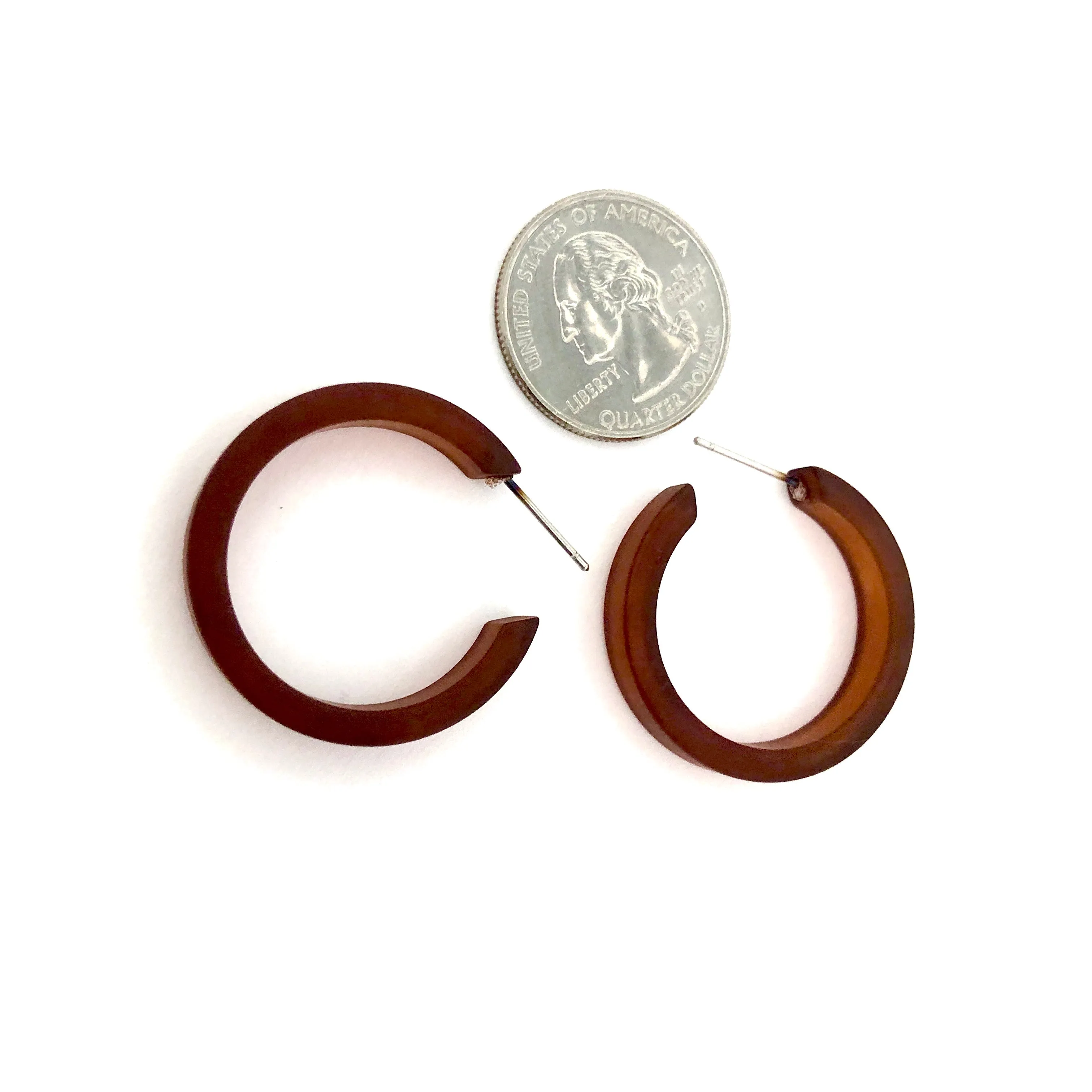 Mahogany Brown Frosted Small Classic Hoop Earrings