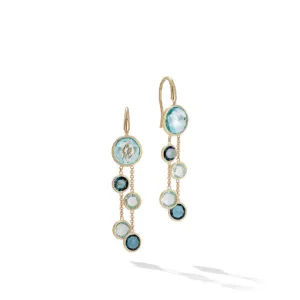 Marco Bicego Jaipur Color Collection 18K Yellow Gold Mixed Blue Topaz Two Strand Earrings