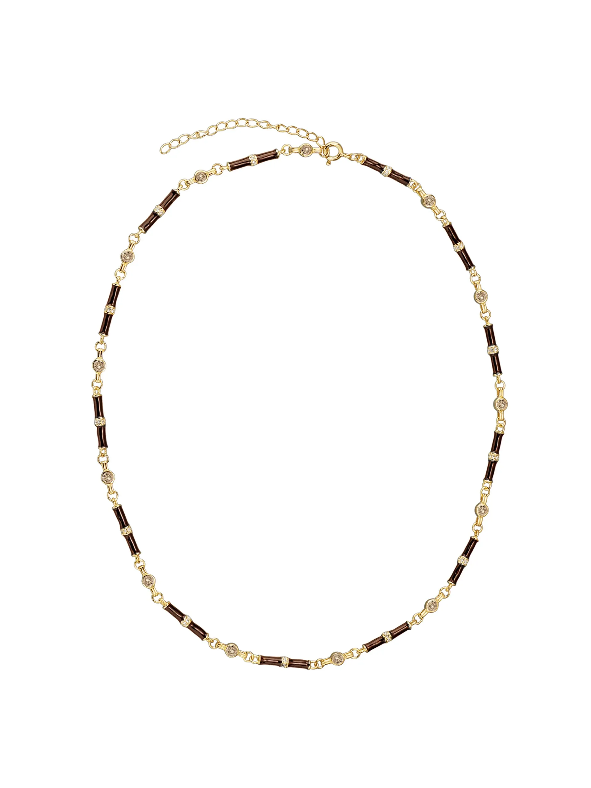 Marlowe brown enamel necklace with champagne stone