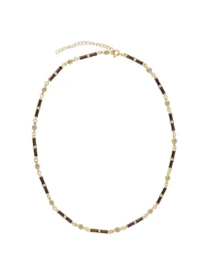 Marlowe brown enamel necklace with champagne stone