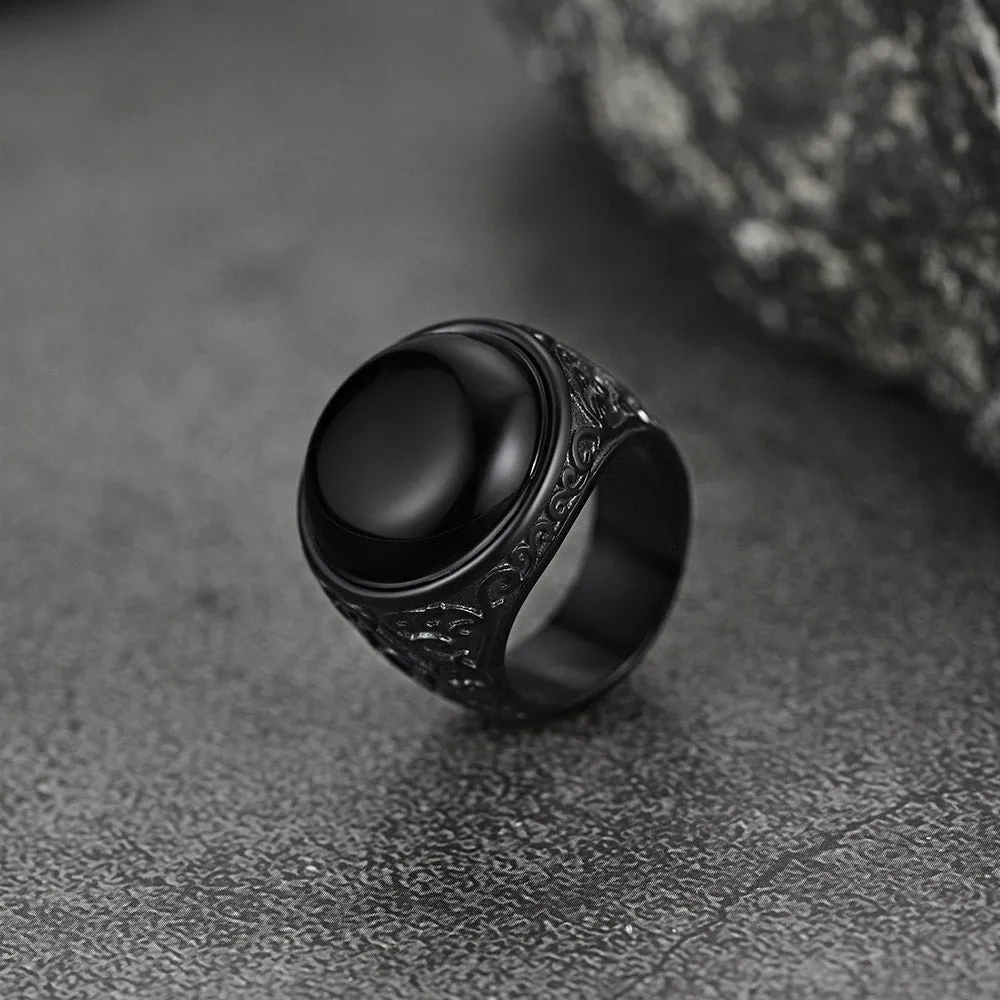 Masonic Black Onyx Ring with Gift for Men Father