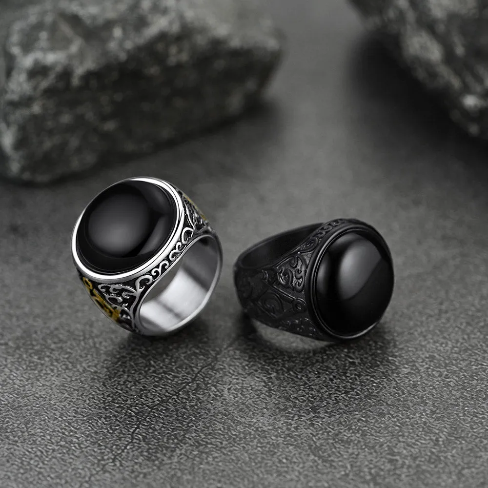 Masonic Black Onyx Ring with Gift for Men Father