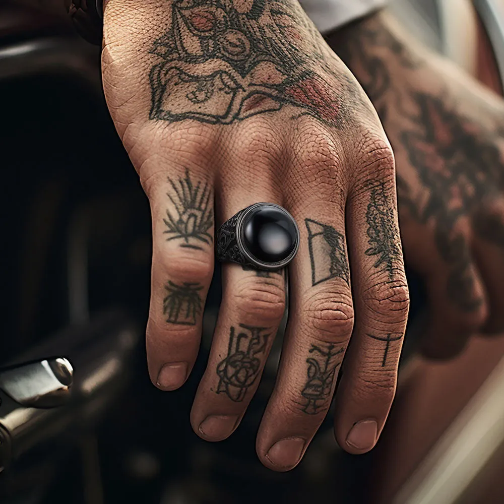 Masonic Black Onyx Ring with Gift for Men Father