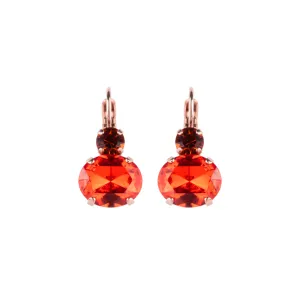 Medium Double Oval Stone Leverback Earrings "Pumpkin Spice" - Rose Gold