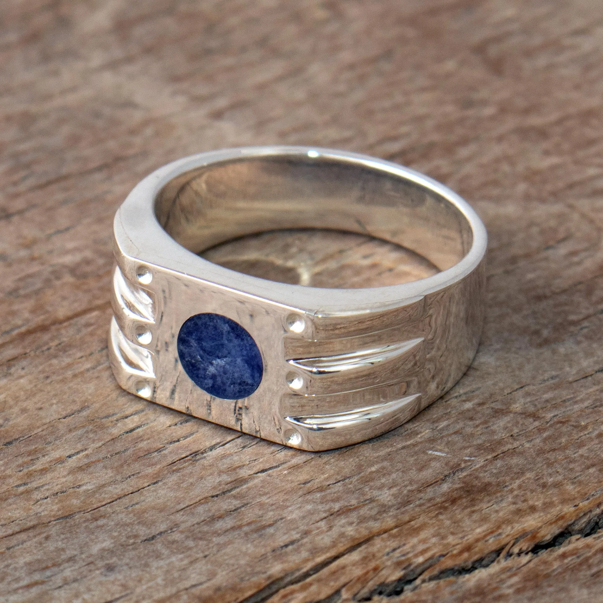 Men's Inlaid Sodalite Ring - Cutting Edge | NOVICA