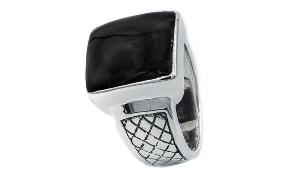 Men's Sterling Silver Onyx Gemstone Signet Ring