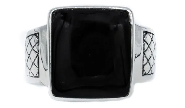 Men's Sterling Silver Onyx Gemstone Signet Ring