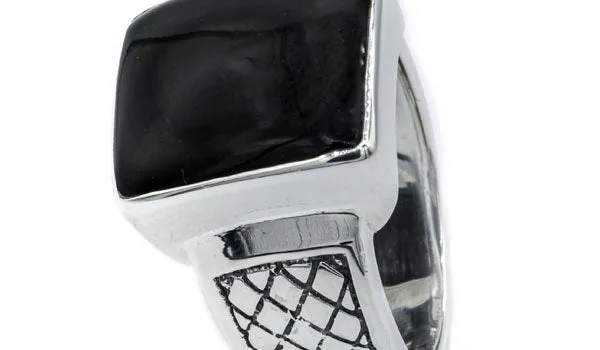 Men's Sterling Silver Onyx Gemstone Signet Ring