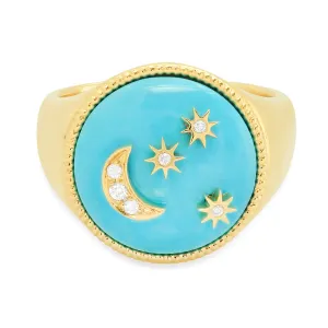 Moon and Stars Signet Hardstone Turquoise