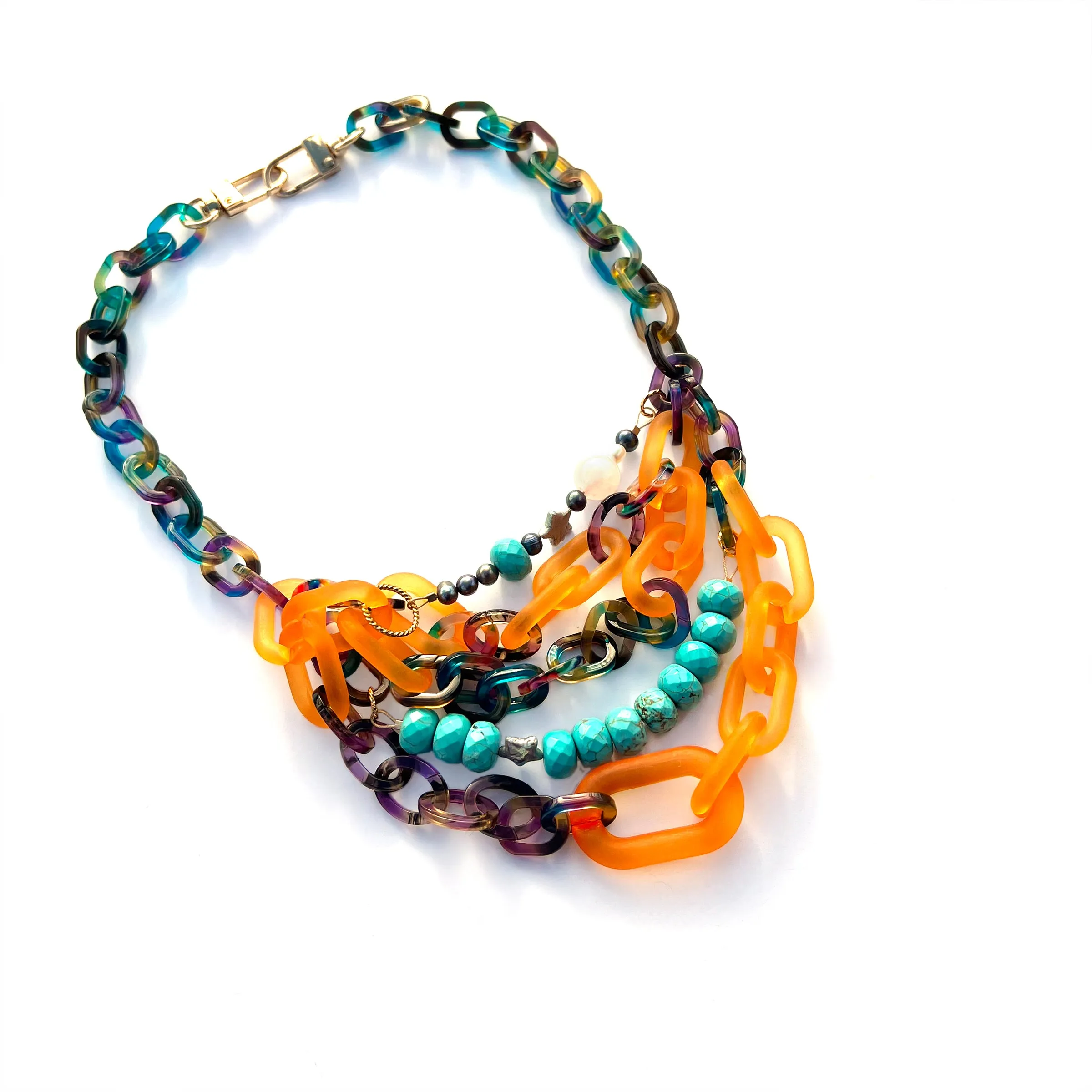 MPR x THE IMAGINARIUM: Orange   Turquoise Pastiche Necklace