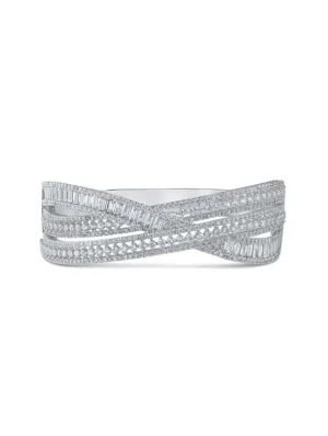 Multi CZ Overlay Cuff Bracelet