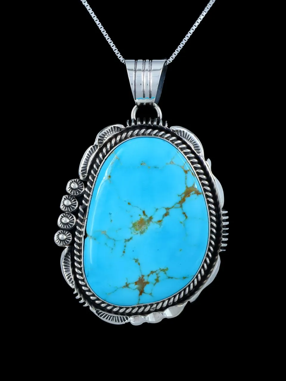 Native American Blue Ridge Turquoise Sterling Silver Pendant