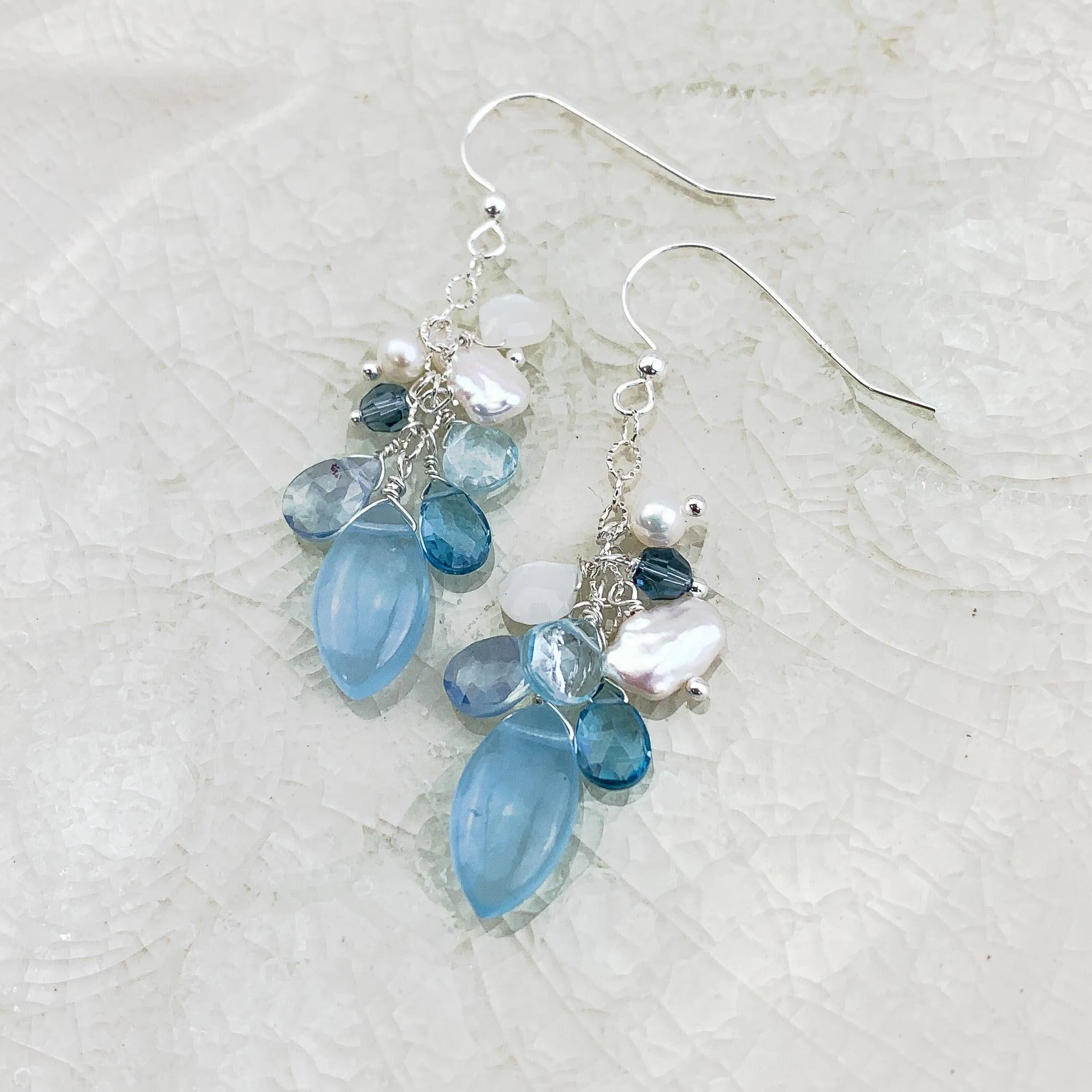 Natural Aquamarine Gem Earrings Limited edition