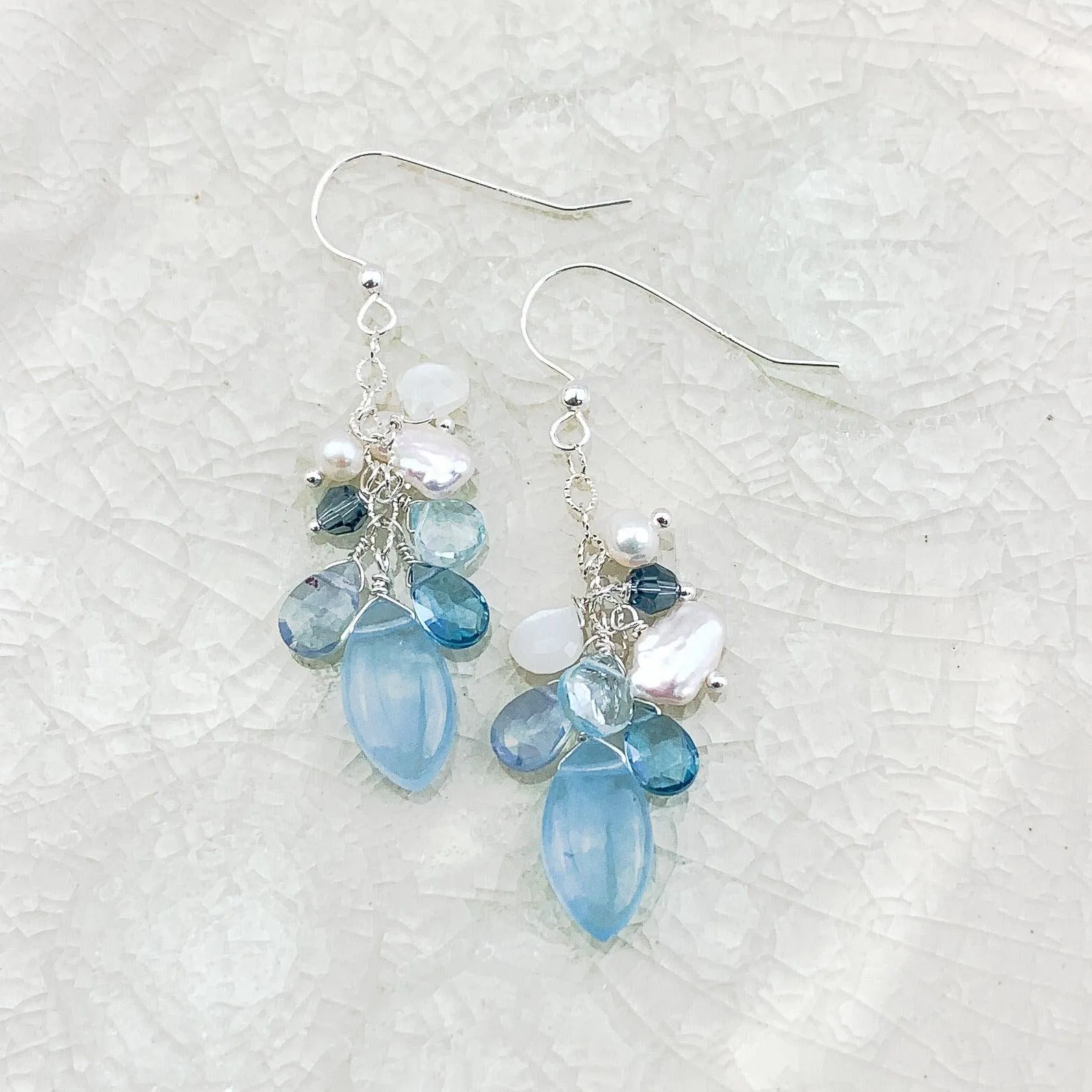 Natural Aquamarine Gem Earrings Limited edition