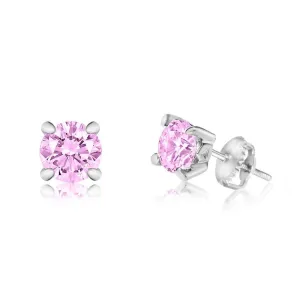 October Birthstone Crystal White Gold Palladium Girl's Stud Earrings