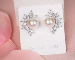 Pearl Bridal Stud Earrings - Samantha