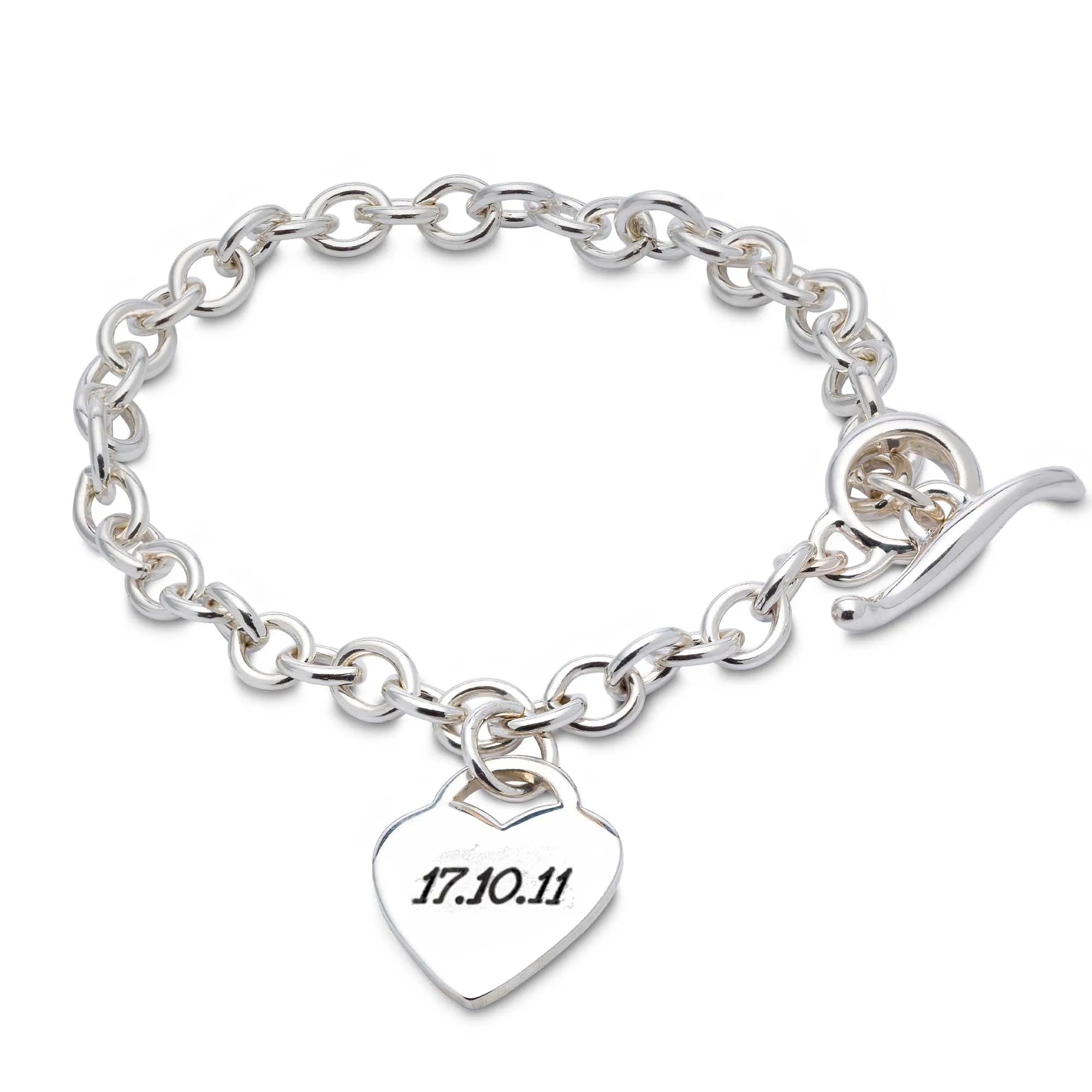 Personalised Heart Silver Charm Bracelet